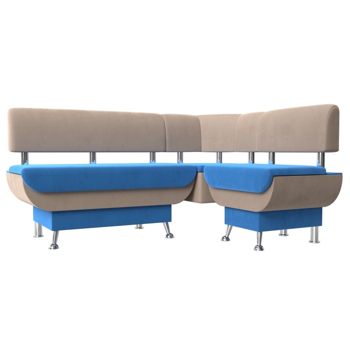 Кухонный угловой диван «Альфа», велюр, цвет голубой / бежевый - фото 1907233751