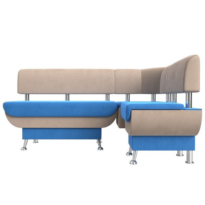 Кухонный угловой диван «Альфа», велюр, цвет голубой / бежевый - фото 1907233752