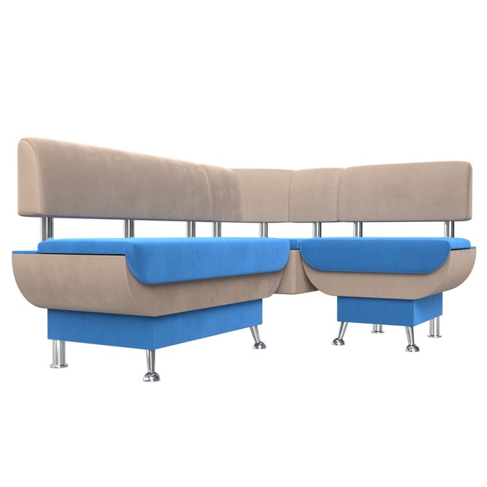Кухонный угловой диван «Альфа», велюр, цвет голубой / бежевый - фото 1907233753