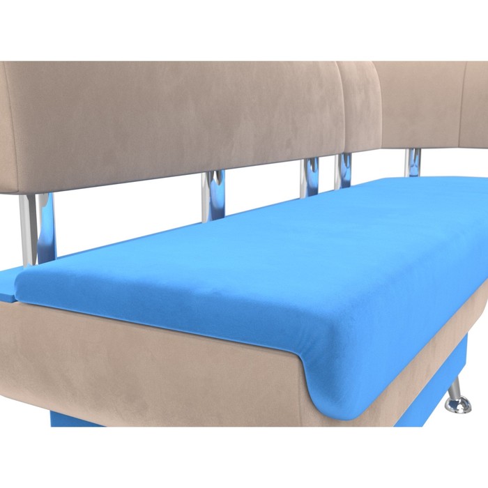 Кухонный угловой диван «Альфа», велюр, цвет голубой / бежевый - фото 1907233754