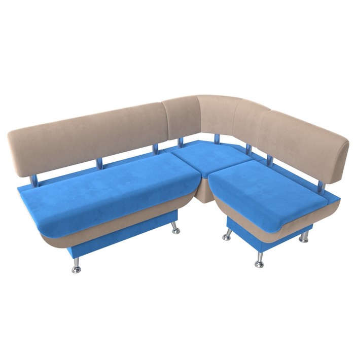 Кухонный угловой диван «Альфа», велюр, цвет голубой / бежевый - фото 1907233755