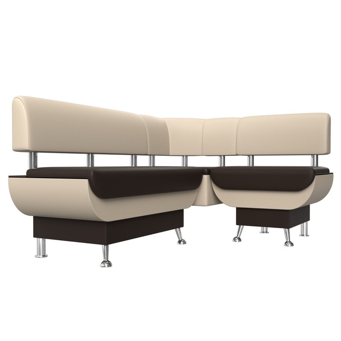 Кухонный угловой диван «Альфа», экокожа, цвет коричневый / бежевый - фото 1907233797