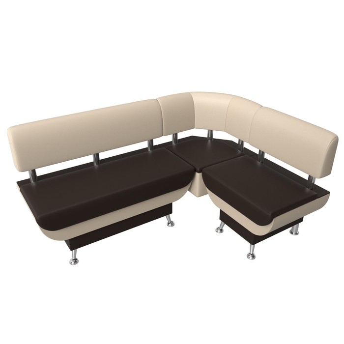 Кухонный угловой диван «Альфа», экокожа, цвет коричневый / бежевый - фото 1907233799