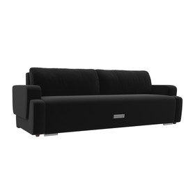 Прямой диван «Ника», механизм еврокнижка, микровельвет, цвет чёрный