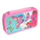 Пенал школьный, 2 секции, 12.5×20.5×4 см «Бабочки» - Фото 3