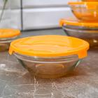 УЦЕНКА Набор салатников с крышками, 5 шт.: 900 мл (17×7.6 см), 500 мл (16×6 см), 350 мл (12.5×5.4 см), 200 мл (10.5×4.5 см), 130 мл (9×3.7 см), цвет оранжевый - Фото 2