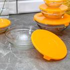 УЦЕНКА Набор салатников с крышками, 5 шт.: 900 мл (17×7.6 см), 500 мл (16×6 см), 350 мл (12.5×5.4 см), 200 мл (10.5×4.5 см), 130 мл (9×3.7 см), цвет оранжевый - Фото 4