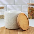 УЦЕНКА Банка керамическая для сыпучих продуктов Доляна «Эстет. Листья», d=11,5 см - Фото 2