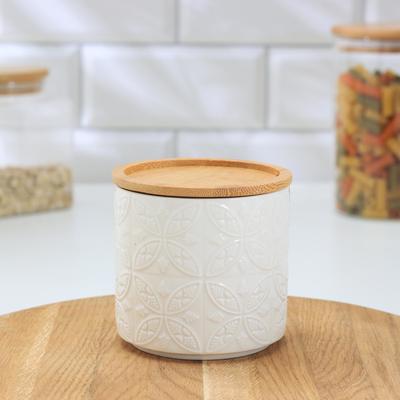 УЦЕНКА Банка керамическая для сыпучих продуктов Доляна «Эстет. Листья», 9 см