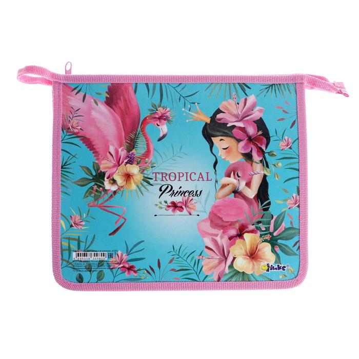 Папка для тетрадей, А5, молния сверху, ламинированный картон, «Оникс», ПТ- 715, «Принцесса и фламикорн» - Фото 1