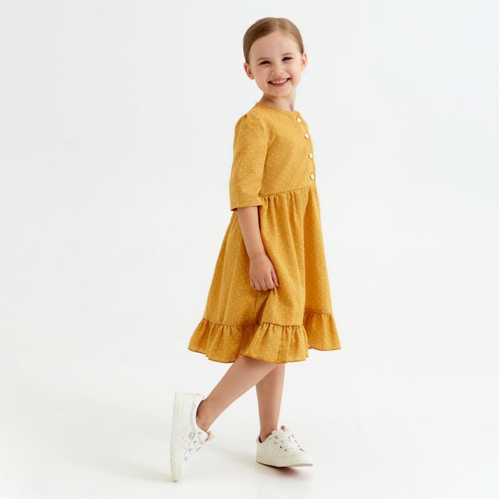 Платье для девочки MINAKU: Cotton collection, цвет горчичный, рост 122 см - Фото 1