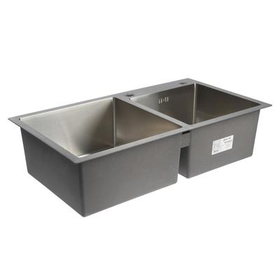 Мойка кухонная AFLORN AF97843-D, врезная, двойная, S=3.0 и 0.8 мм, 78×43×22 см, сифон, сатин