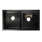 Мойка кухонная AFLORN AF97843B-D, врезная, двойная, S=3.0 и 0.8 мм, 78×43×22 см, сифон, графит - Фото 1