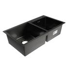 Мойка кухонная AFLORN AF97843B-D, врезная, двойная, S=3.0 и 0.8 мм, 78×43×22 см, сифон, графит - Фото 2