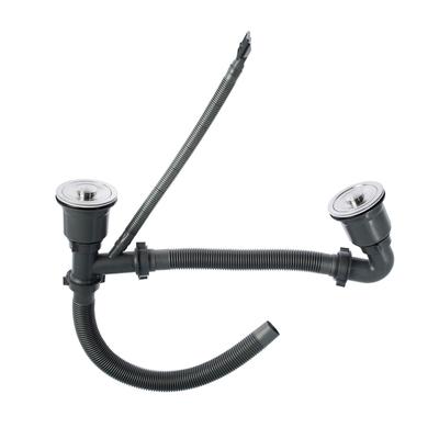 Мойка кухонная AFLORN AF97843B-D, врезная, двойная, S=3.0 и 0.8 мм, 78×43×22 см, сифон, графит