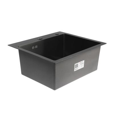 Мойка кухонная AFLORN AF95044F, врезная, S=3.0 и 0.8 мм, 50×44×22 см, сифон, графит
