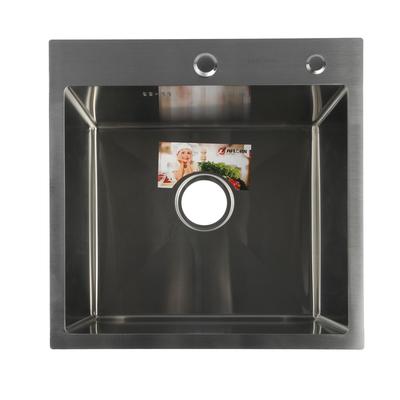 Мойка кухонная AFLORN AF95050, врезная, S=3.0 и 0.8 мм, 50×50×20 см, сифон, сатин