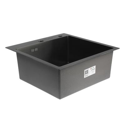 Мойка кухонная AFLORN AF95050F, врезная, S=3.0 и 0.8 мм, 50×50×20 см, сифон, графит