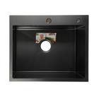 Мойка кухонная AFLORN AF96050F, врезная, S=3.0 и 0.8 мм, 60×50×20 см, сифон, графит - Фото 1