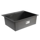 Мойка кухонная AFLORN AF96050F, врезная, S=3.0 и 0.8 мм, 60×50×20 см, сифон, графит - Фото 2