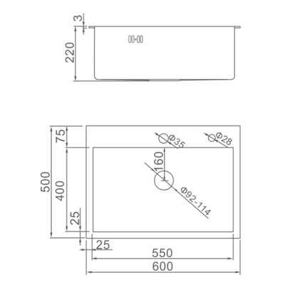 Мойка кухонная AFLORN AF96050F, врезная, S=3.0 и 0.8 мм, 60×50×20 см, сифон, графит