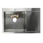 Мойка кухонная AFLORN AF97851-L, врезная, левая, S=3.0 и 0.8 мм, 78×51×22 см, сифон, сатин - Фото 1