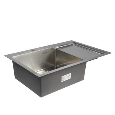 Мойка кухонная AFLORN AF97851-L, врезная, левая, S=3.0 и 0.8 мм, 78×51×22 см, сифон, сатин