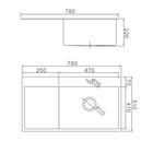 Мойка кухонная AFLORN AF97851-R, врезная, правая, S=3,0 и 0,8 мм, 78х51х22 см, сифон, сатин 6957253 - фото 1641504