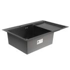 Мойка кухонная AFLORN AF97851F-L, врезная, левая, S=3.0 и 0.8 мм, 78×51×22 см, сифон, графит - Фото 2
