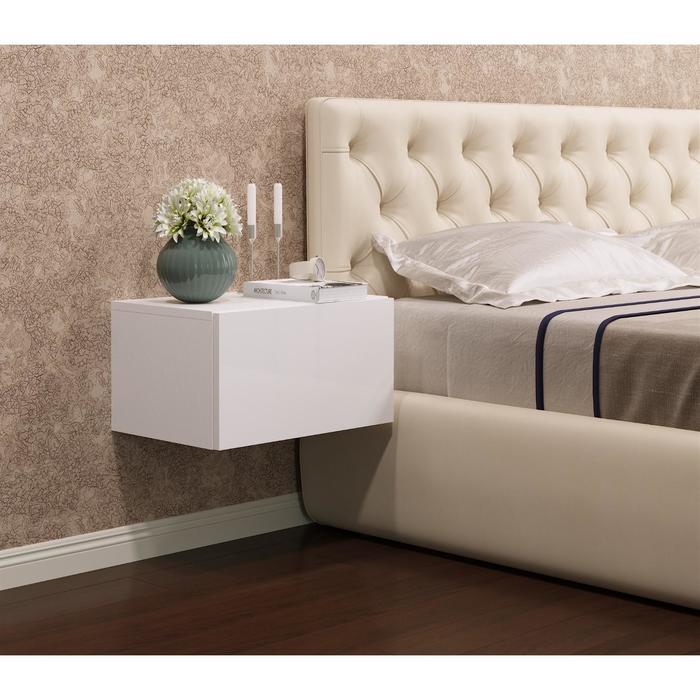 Тумба прикроватная подвесная «Клик Мебель. Элтон №1», 460×320×260 мм, цвет белый/МДФ белый глянец - Фото 1