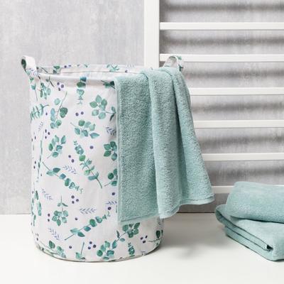 Текстильная корзина «Этель» Eucalyptus, 35×45 см, белая/зелёная