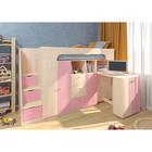 Детская кровать-чердак «Астра 11», цвет дуб молочный / розовый - фото 295176015