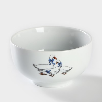 Пиала Добрушский завод «Гуси», 330 мл, d=11 см, фарфор, белая, рисунок МИКС