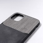 Чехол LuazON для iPhone 11, с отсеком под карты, текстиль+кожзам, черный - Фото 4