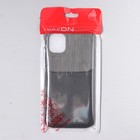 Чехол LuazON для iPhone 11, с отсеком под карты, текстиль+кожзам, черный - Фото 7