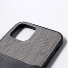 Чехол LuazON для iPhone 12/12 Pro, с отсеком под карты, текстиль+кожзам, черный - Фото 3