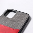 Чехол LuazON для iPhone 12/12 Pro, с отсеком под карты, текстиль+кожзам, красный - Фото 3
