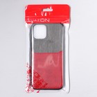 Чехол LuazON для iPhone 12/12 Pro, с отсеком под карты, текстиль+кожзам, красный - Фото 6