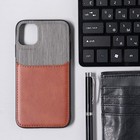 Чехол LuazON для iPhone 11, с отсеком под карты, текстиль+кожзам, коричневый - Фото 2