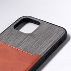 Чехол LuazON для iPhone 12/12 Pro, с отсеком под карты, текстиль+кожзам, коричневый - Фото 3