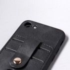 Чехол LuazON для iPhone 7/8/SE (2020), с отсеками под карты, кожзам, черный - Фото 3