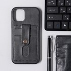 Чехол LuazON для iPhone 12/12 Pro, с отсеками под карты, кожзам, черный - Фото 2