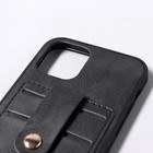 Чехол LuazON для iPhone 12/12 Pro, с отсеками под карты, кожзам, черный - Фото 3
