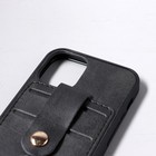 Чехол LuazON для iPhone 12 mini, с отсеками под карты, кожзам, черный - Фото 3