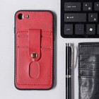 Чехол LuazON для iPhone 7/8/SE (2020), с отсеками под карты, кожзам, красный - Фото 2
