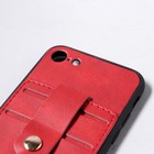 Чехол LuazON для iPhone 7/8/SE (2020), с отсеками под карты, кожзам, красный - Фото 3