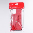 Чехол LuazON для iPhone 12/12 Pro, с отсеками под карты, кожзам, красный - Фото 6