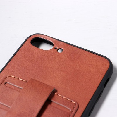 Чехол Luazon для iPhone 7 Plus/8 Plus, с отсеками под карты, кожзам, коричневый