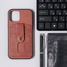 Чехол LuazON для iPhone 12/12 Pro, с отсеками под карты, кожзам, коричневый - Фото 2