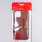 Чехол LuazON для iPhone 12/12 Pro, с отсеками под карты, кожзам, коричневый - Фото 6
